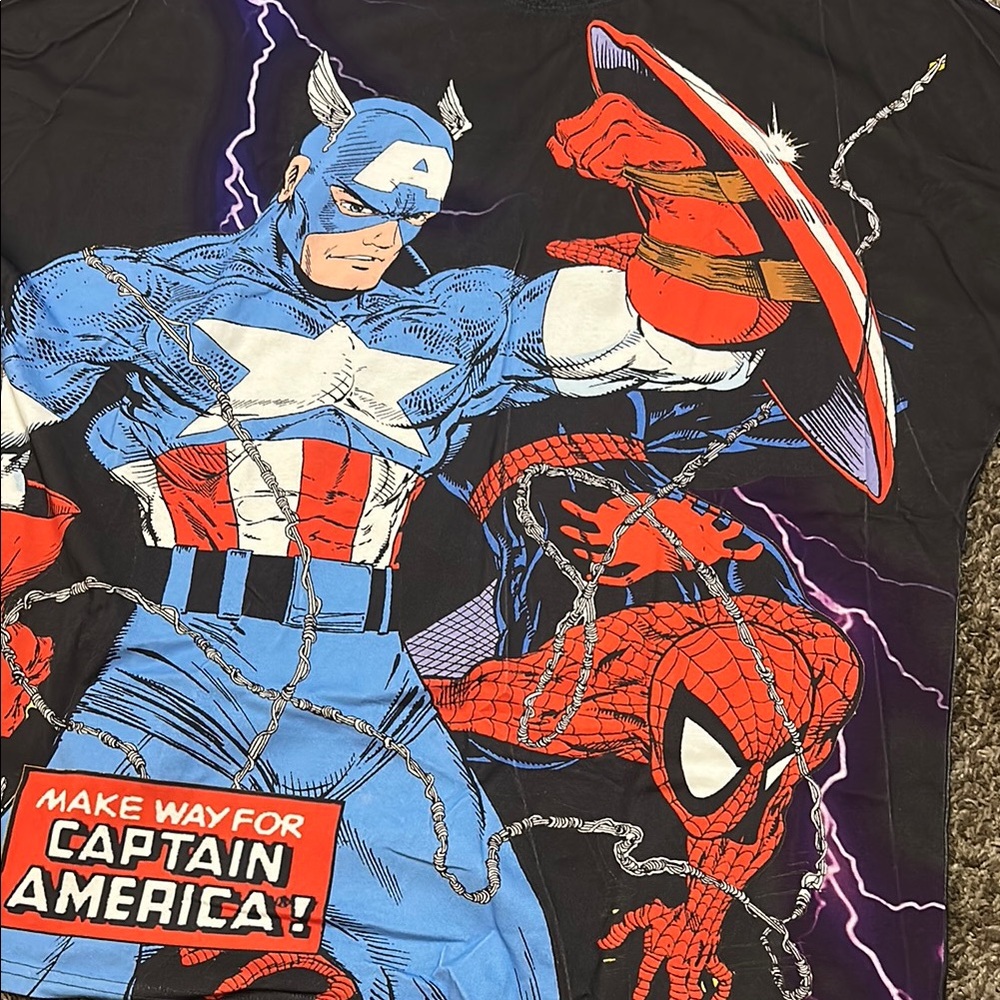 Marvel Bootleg Captain America & Spiderman AOP size XXL lightly used - Picture 3 of 5